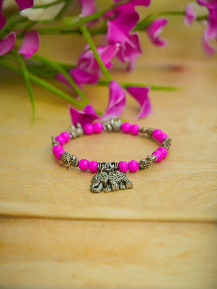 Pink Elephant Charm Bracelet