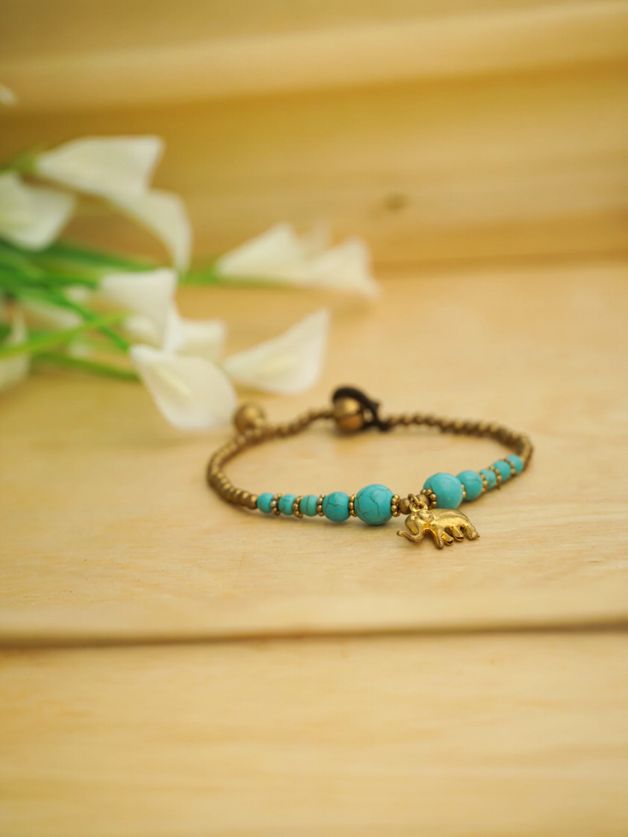 Turquoise Elephant Charm Bracelet