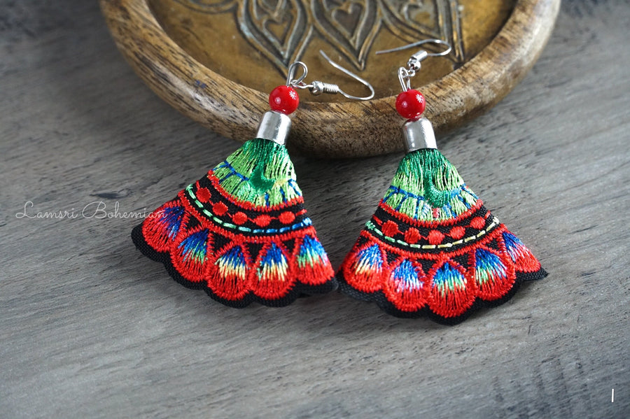 Boho Radiance Embroidered Earrings