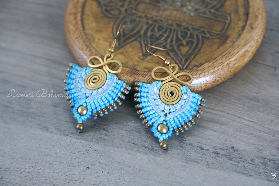 Azure Dreams Micro Macrame Boho Earrings