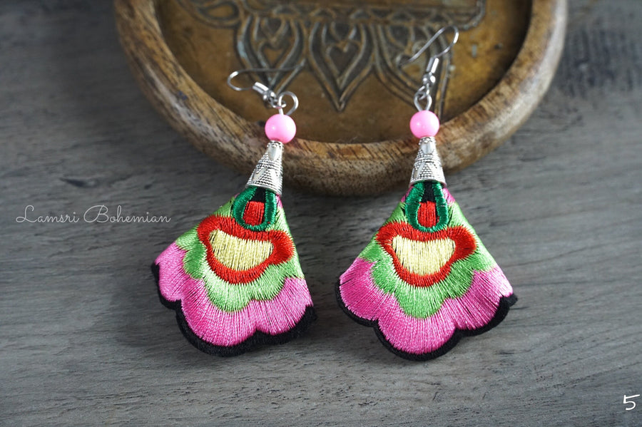 Blossom Charm Embroidered Earrings