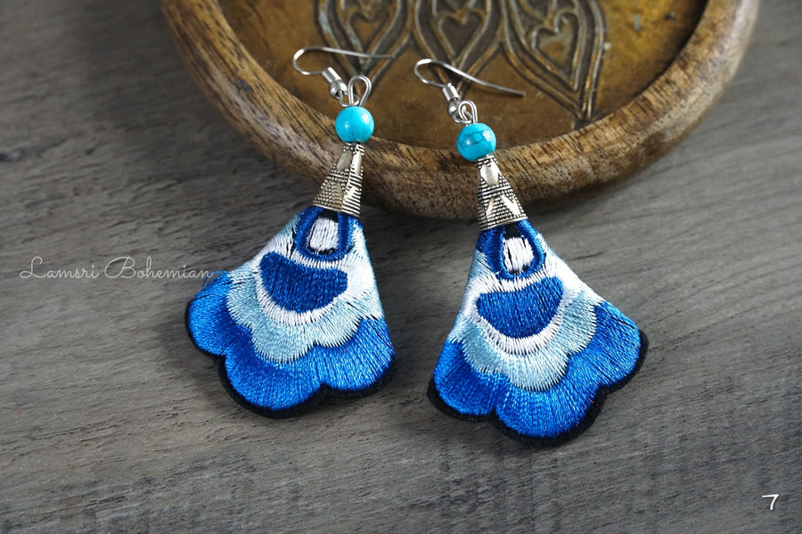 Azure Bloom Embroidered Earrings