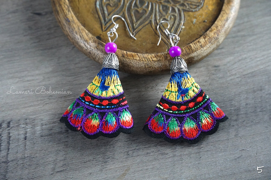 Boho Carnival Embroidered Earrings
