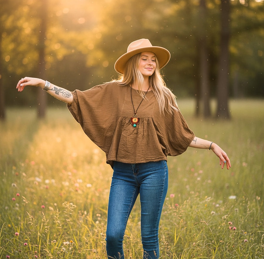 Sagewood Organic Raw Cotton Gauze Blouse | Boho Minimalist