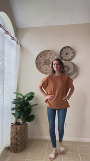 Burnt Sienna Double Gauze Flow Blouse