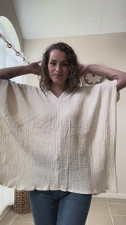 Soft Ivory Double Gauze Kaftan Top