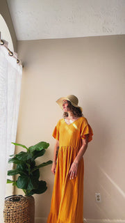 Golden Marigold Organic Triple Gauze Cotton Maxi Dress