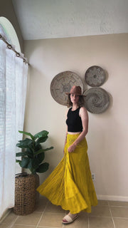 Mustard Crinkled Cotton Maxi
