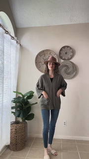 Olive Double Gauze Kimono