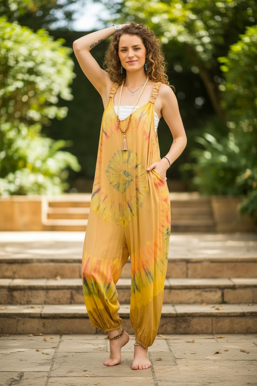 Dandelion Spiral Dungarees Jumpsuit