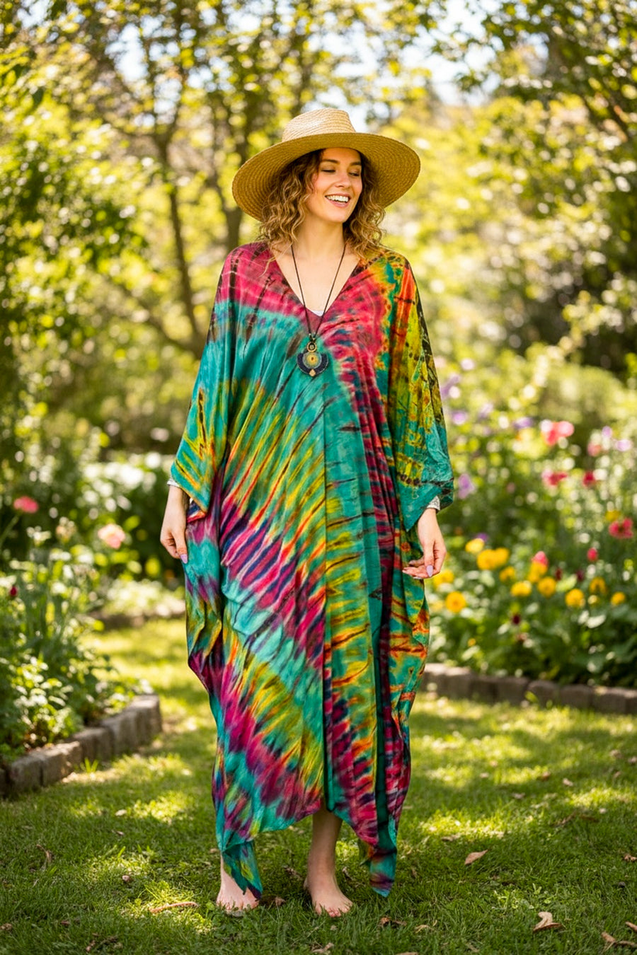 Jade Sunset Waves Kaftan