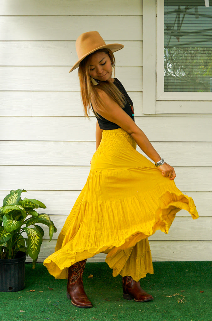 Mustard Crinkled Cotton Maxi Isla Bohemian Mustard Crinkled Cotton Maxi Isla Bohemian