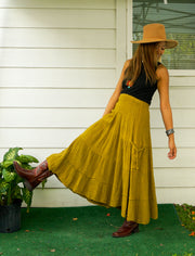 Golden Harvest Organic Double Gauze Cotton Tiered Maxi Skirt