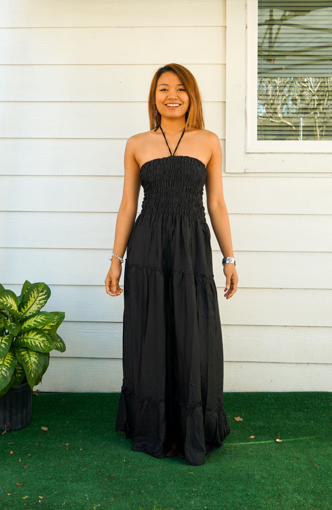 Black Tiered SunDress Maxi – Isla Bohemian