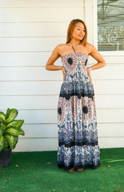 Pink Mandala Tiered SunDress Maxi Dress