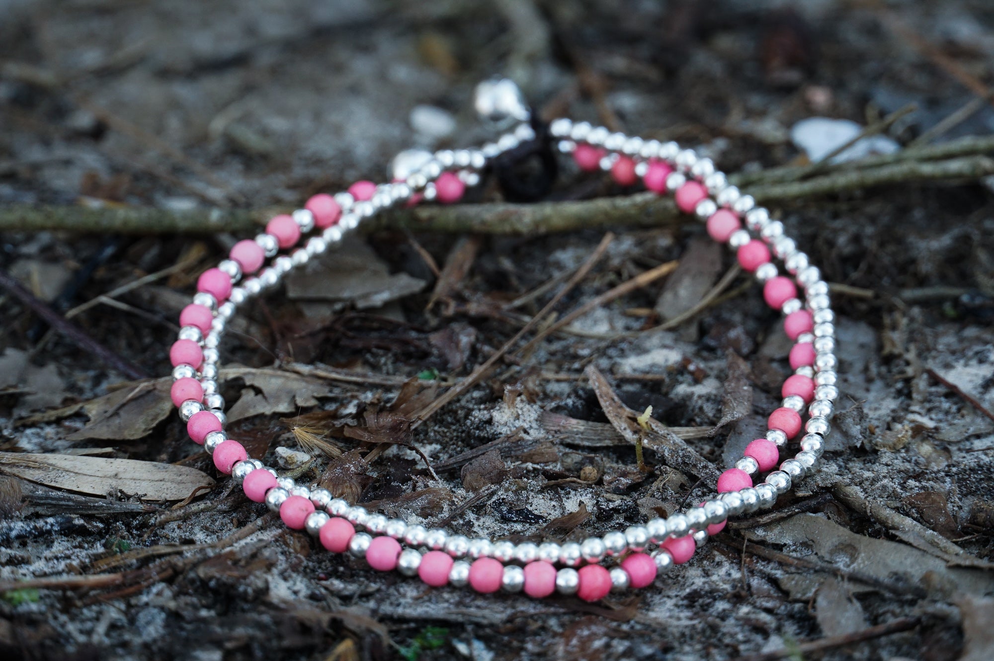 Rose Quartz Boho Silver Anklet