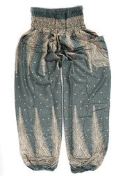 Gray Peacock Light Feather Harem Pants