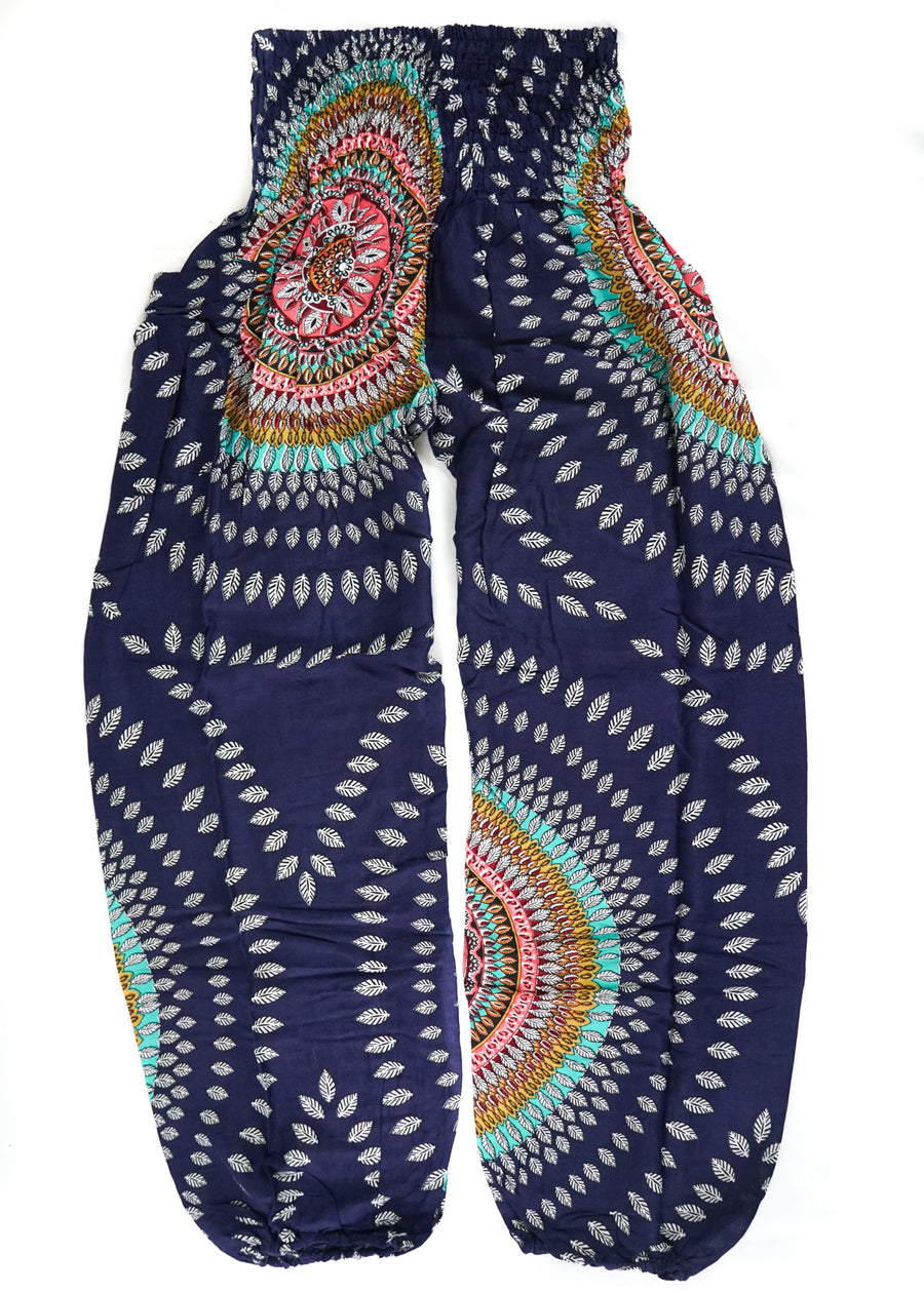 Blue Sun Blossom Harem Pants