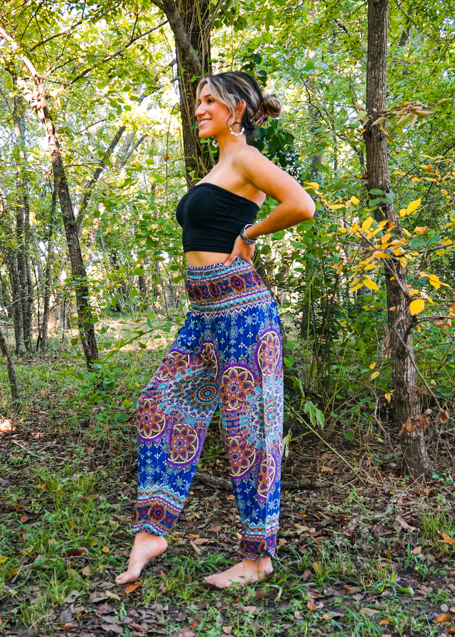 Blue Lotus Chakra Floral Harem Pants