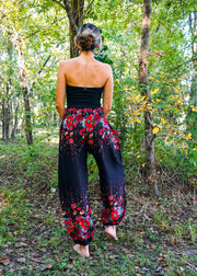 Black Floral Harem Pants