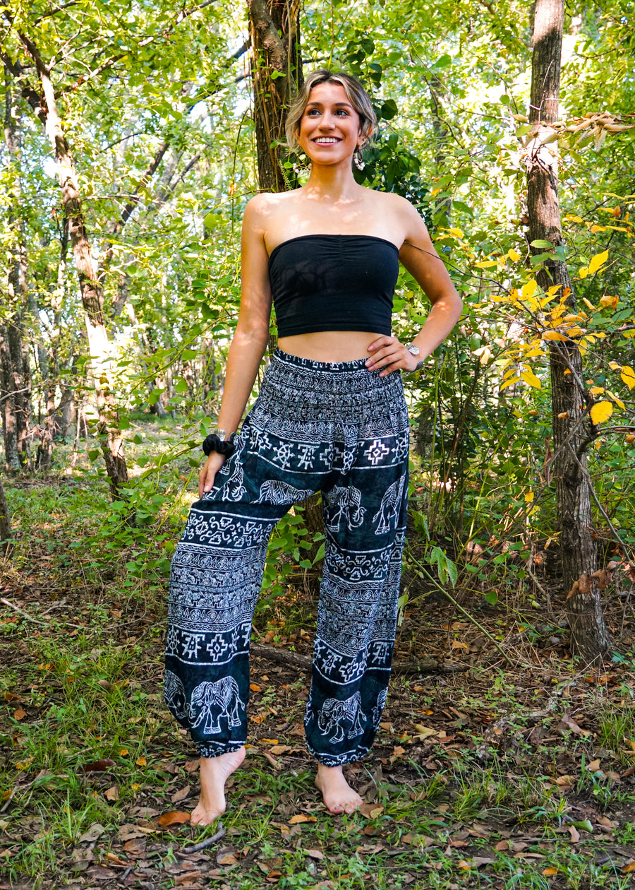 Dark Blue Marble Elephant Harem Pants