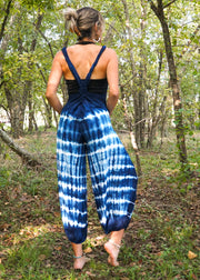 Midnight Waves Racerback Dungarees Jumpsuit Romper