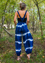 Ocean Waves Racerback Dungarees Jumpsuit Romper