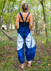 Indigo Starburst Racerback Dungarees Jumpsuit Romper