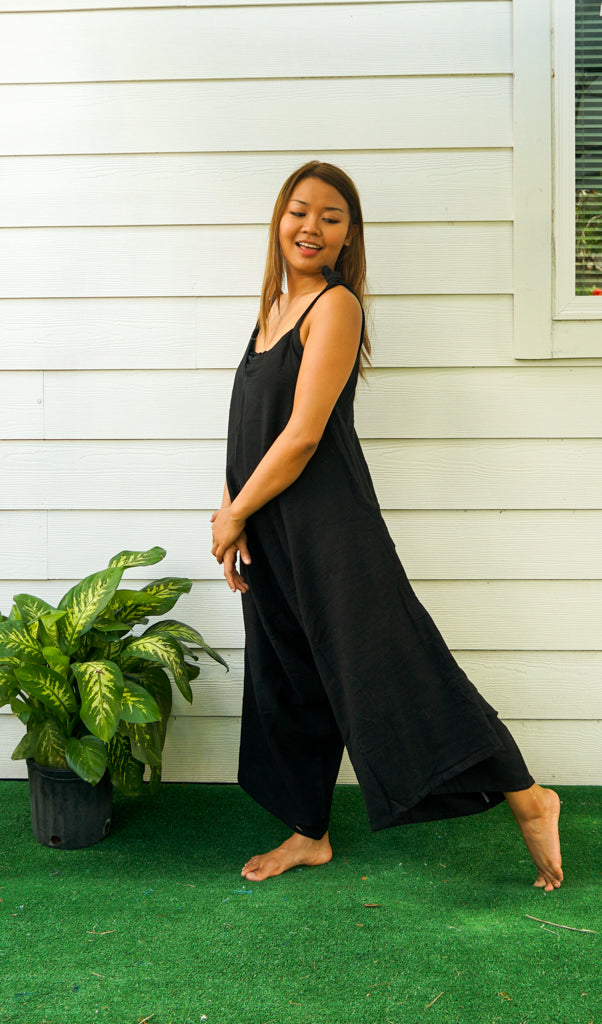 Plain Black Boho Jumpsuit
