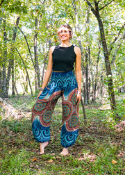 Turquoise Psychedelic Star Harem Pants