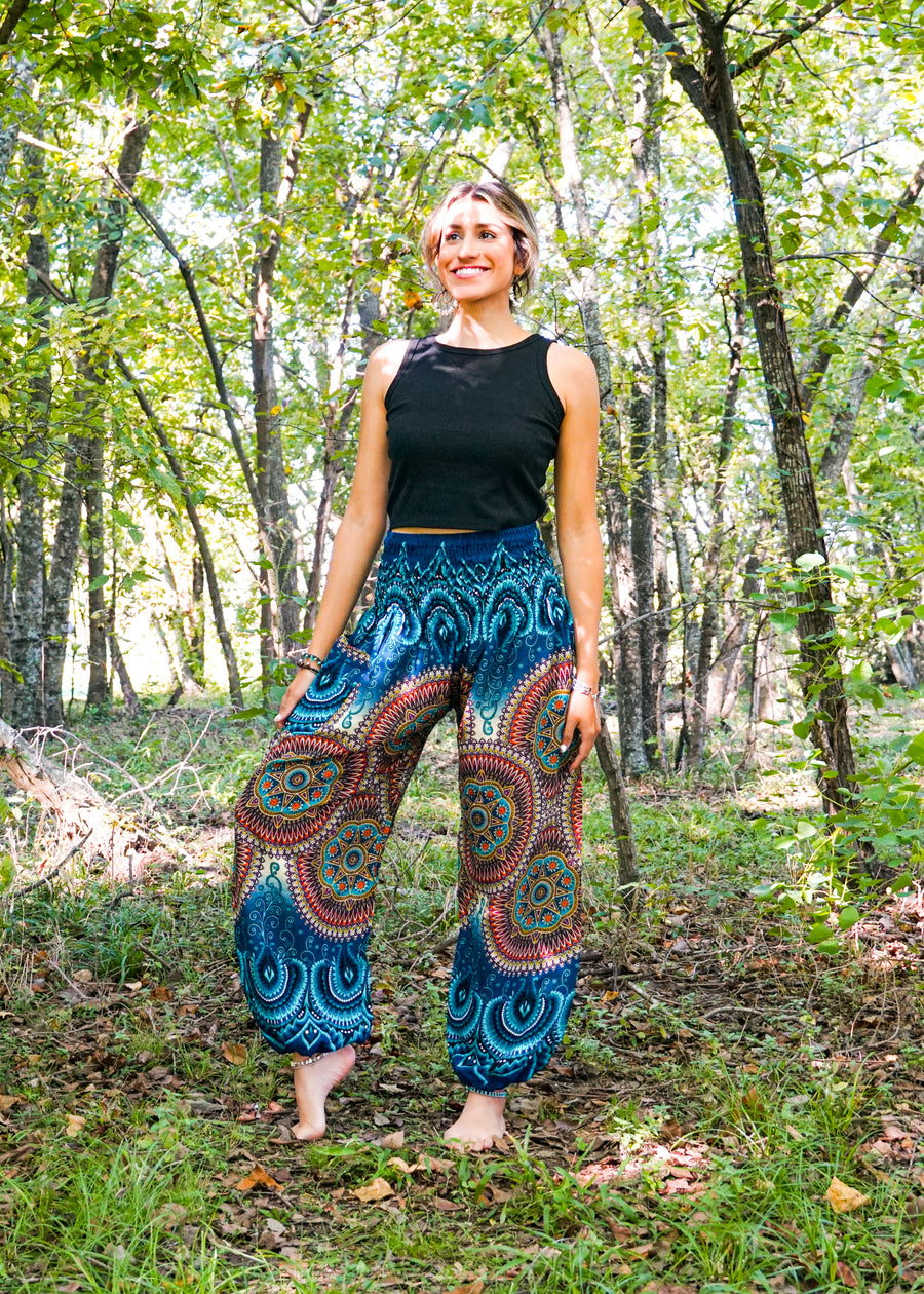 Turquoise Psychedelic Star Harem Pants