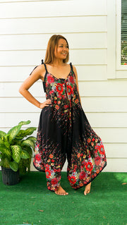 Black Rose Garden Boho Jumpsuit