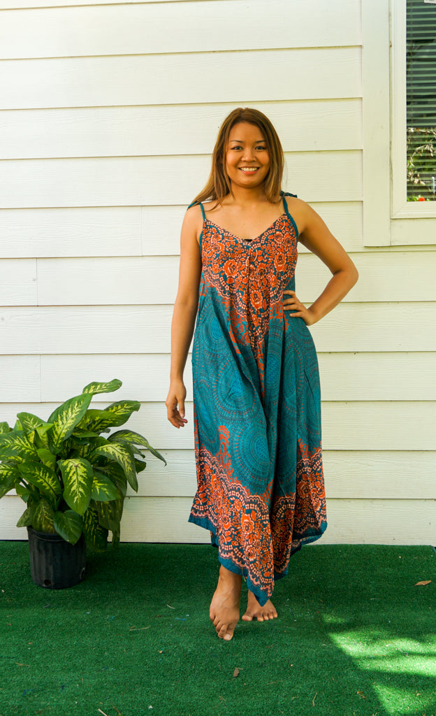 Teal Mandala Boho Jumpsuit