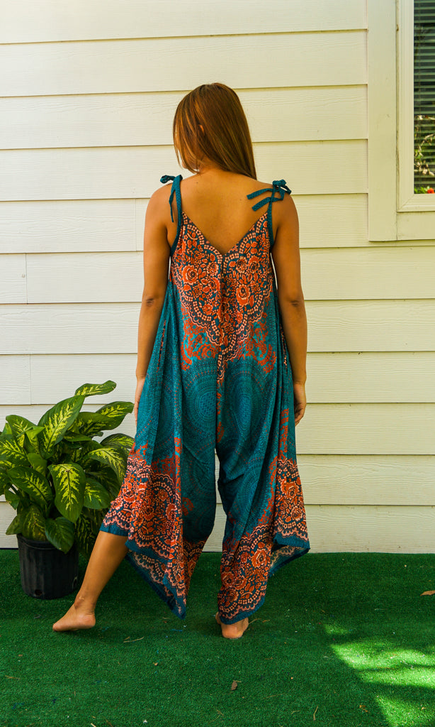 Teal Mandala Boho Jumpsuit