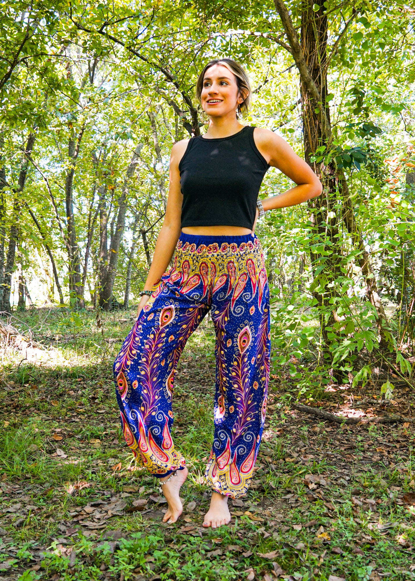 Purple Feather Flow Pants