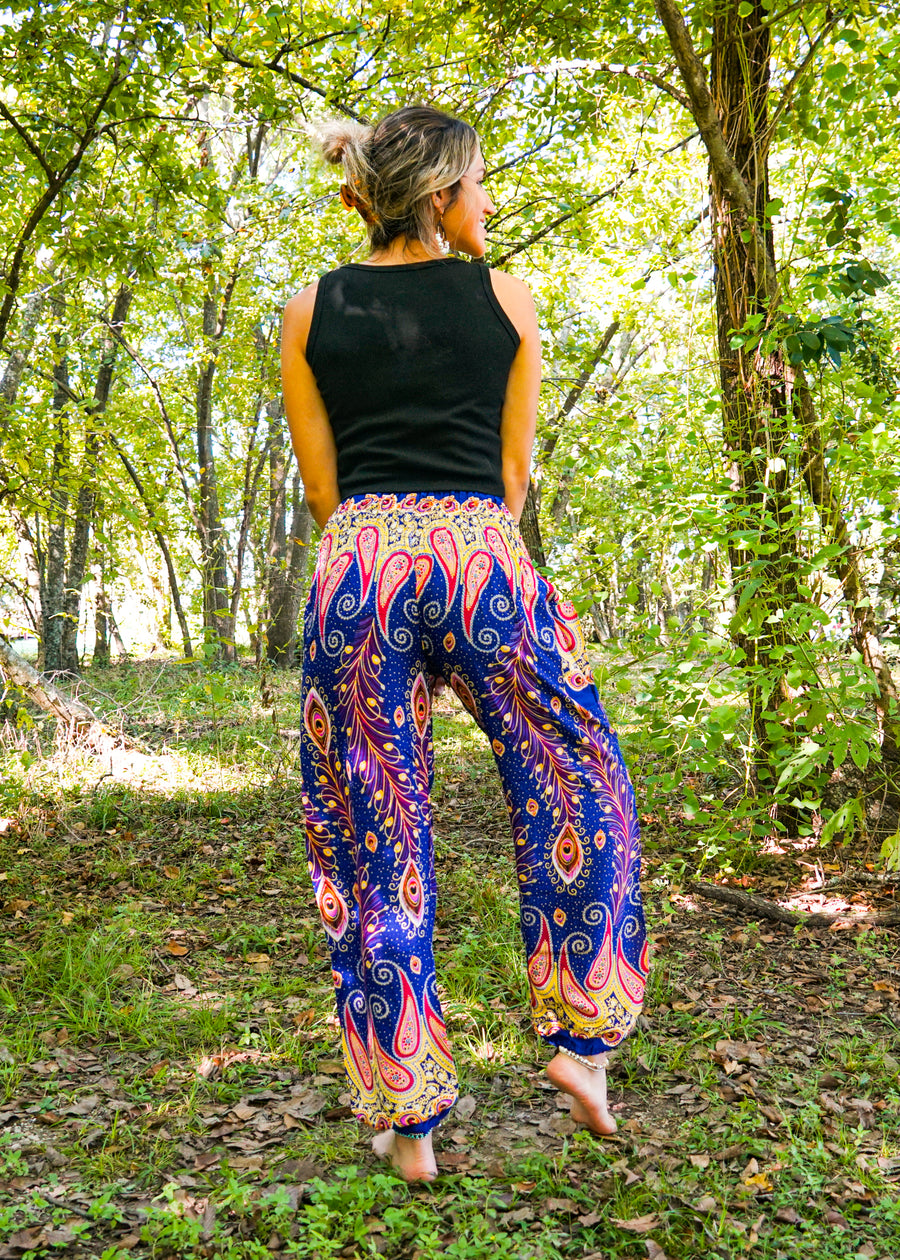 Purple Fun Peacock Harem Pants