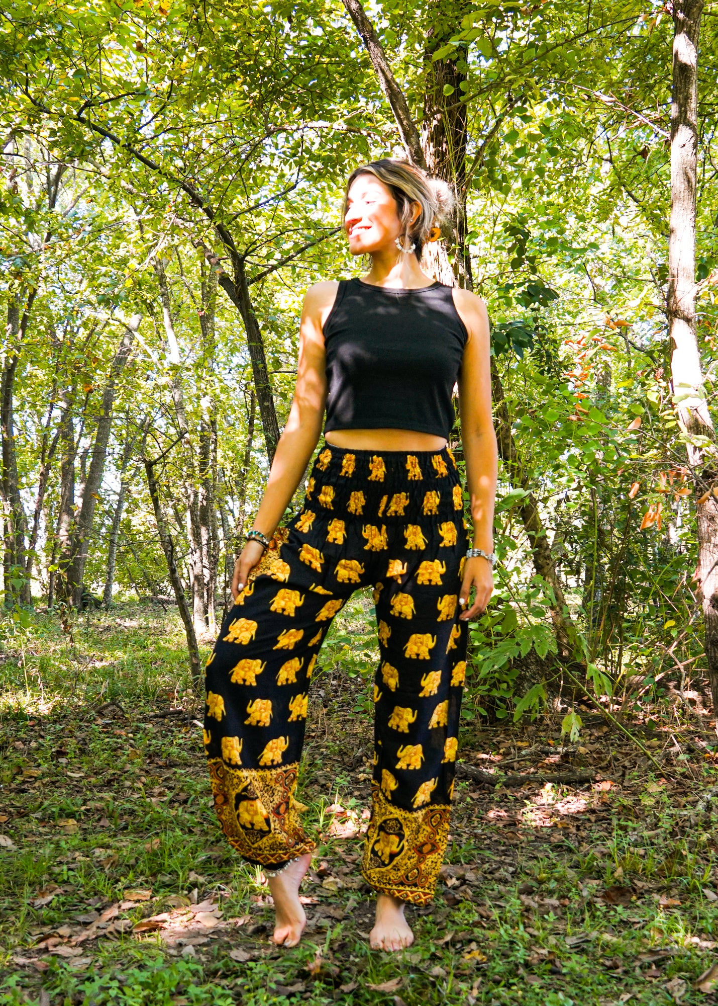 Golden Caravan Elephant Flow Pants