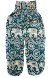 Turquoise Fun Elephant Harem Pants