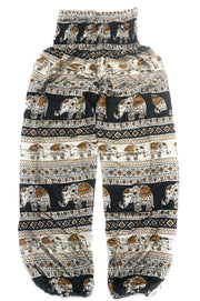 Pridi Black Tribal Elephant Plus Size Harem Pants