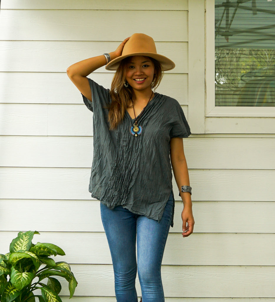 Stone Gauze Flow Blouse