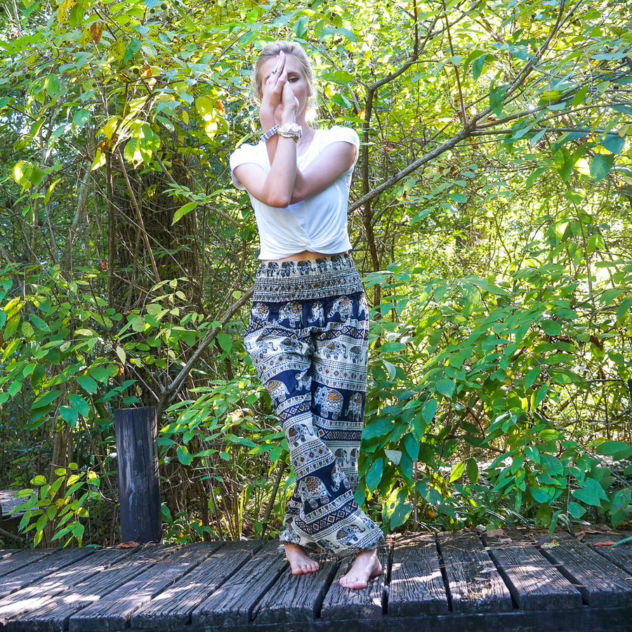 Pridi Black Tribal Elephant Plus Size Harem Pants