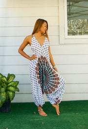 Ivory Mandala Boho Jumpsuit