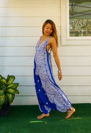 Blue Blossom Boho Hippie Jumpsuit