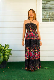 Midnight Bloom Tiered SunDress Maxi Dress