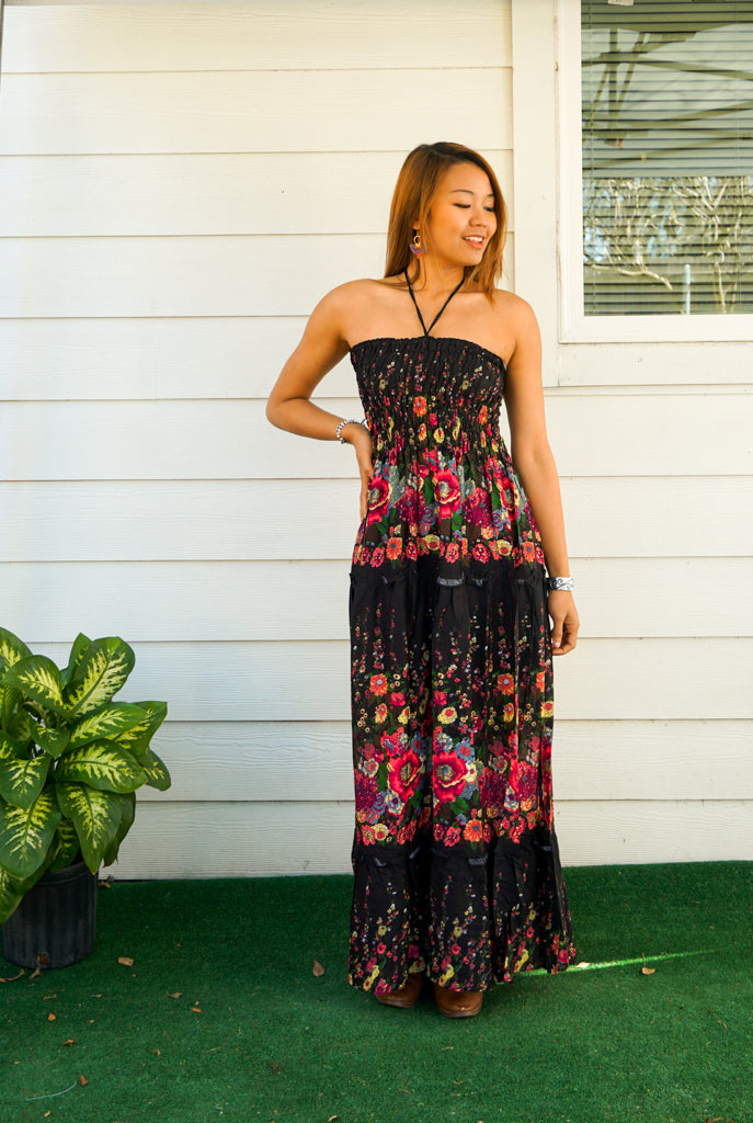 Midnight Bloom Tiered SunDress Maxi Dress