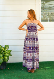 Amethyst Elephant Tiered SunDress Maxi Dress