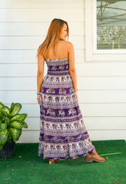Amethyst Elephant Tiered SunDress Maxi Dress