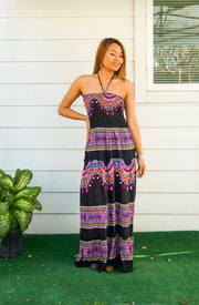 Midnight Fiesta Tiered SunDress Maxi Dress