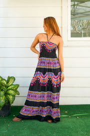 Midnight Fiesta Tiered SunDress Maxi Dress