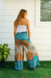 Turquoise Radiance Palazzo Wrap Pants